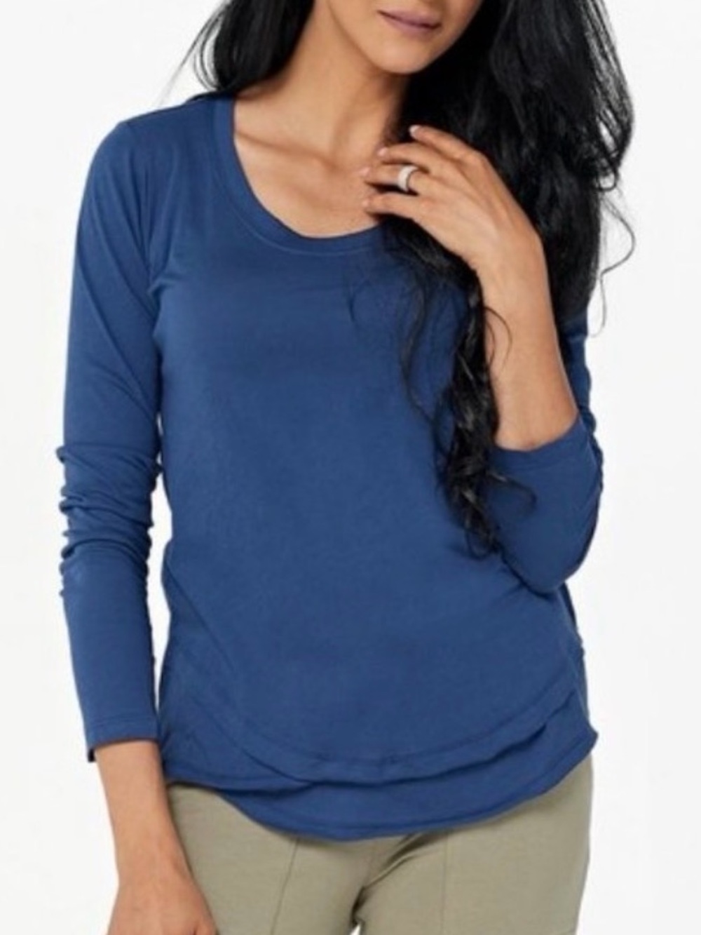 NWT Barefoot Dreams Malibu Collection Blue Long Sleeve Crewneck T Shirt 2X Plus